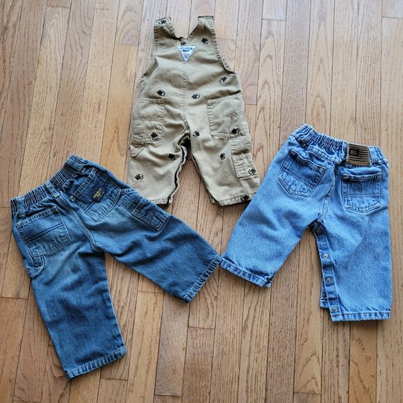 Lot of 3 Baby Jeans Overalls OshKosh B'gosh Polo Jeans Co. - Picture 2 of 12